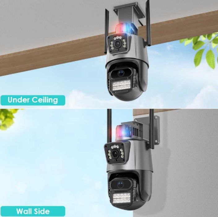 Водоустойчива Двойнa PTZ WiFi камера за Видеонаблюдение, 6MPХ, ICSEE