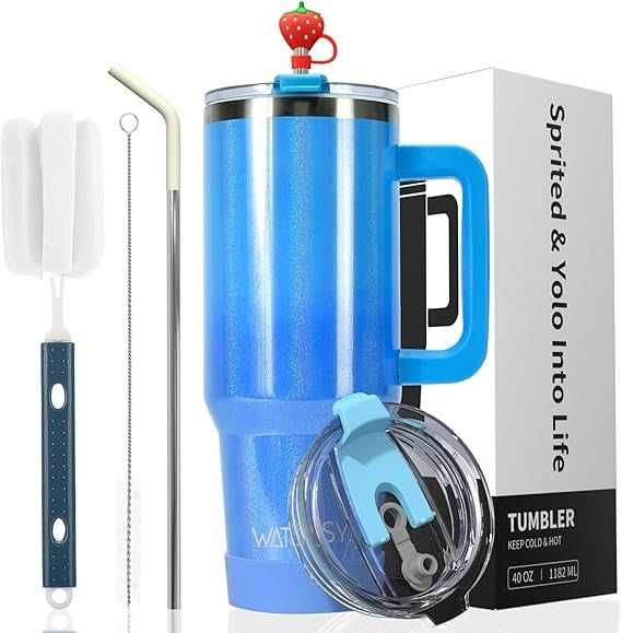 Чаша със сламка и капак, неръждаема стомана с двойна стена, 891мл