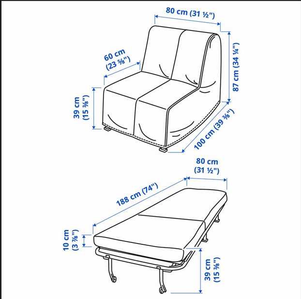 Fotoliu Ikea LYCKSELE LOVAS, culoare gri - extensibil (arata ca nou)