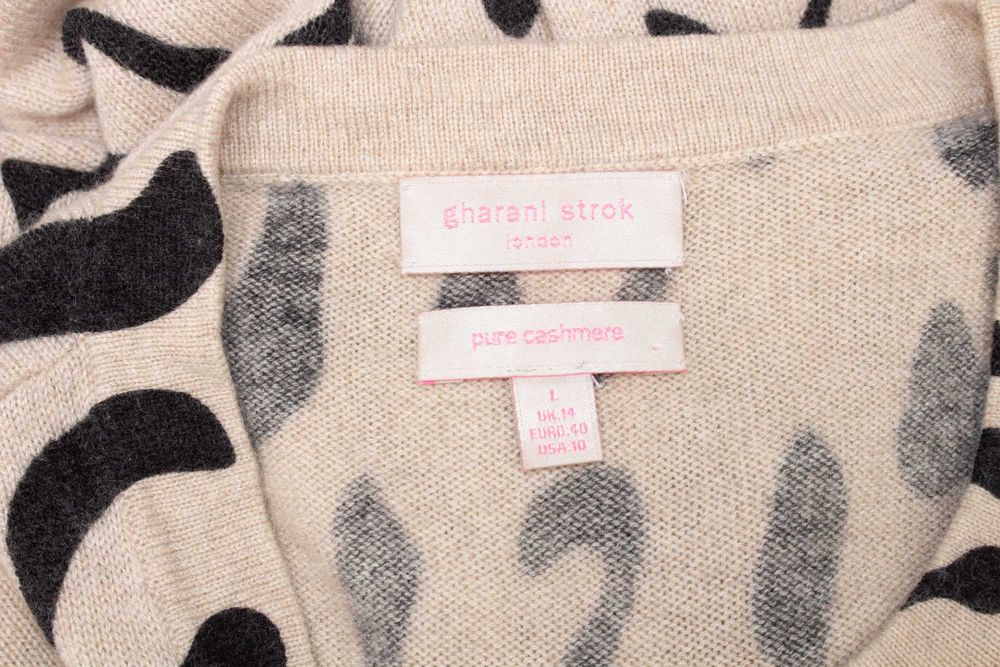 Gharani Strok London дамски пуловер от 100% кашмир животински принт L
