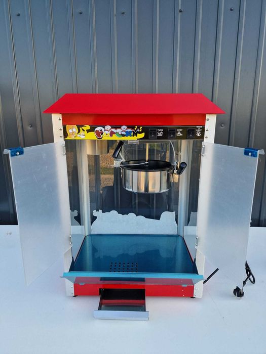 Aparat electric pentru popcorn, 1.44 kW, roșu-argintiu, capac negru