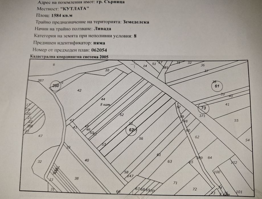 Земеделска земя 1584кв.м.