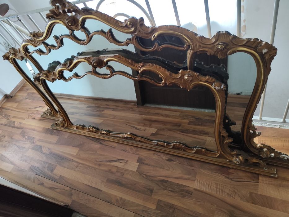 Set 2 oglinzi vintage stil Baroc/Rococo – rame sculptate, aduse din Italia