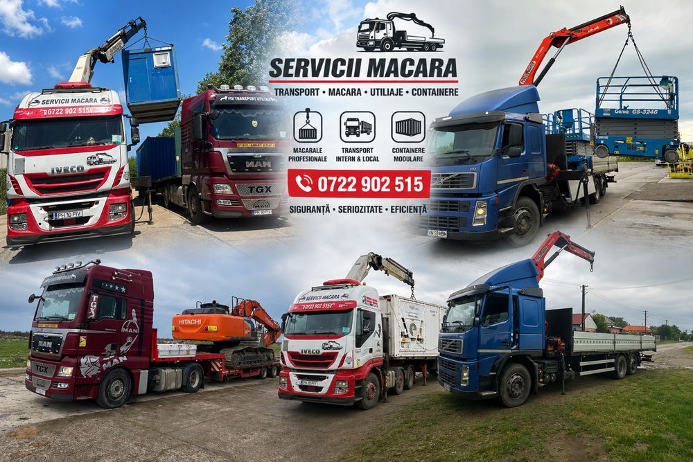 MACARA ,AGABARITIC  ,NACELE Servicii MACARA,Transport containere 12 metri