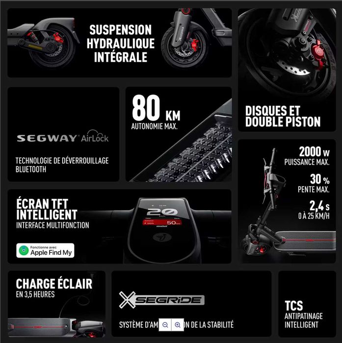 Ninebot Segway Max G3 - 2000W - Dubla suspensie - 45km/h - 80 km range - Frane disc - Aproape noua - Garantie eMAG