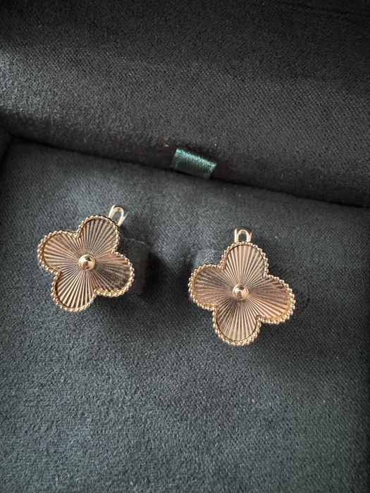 Серьги кольцо ван клиф комплект набор золото 585