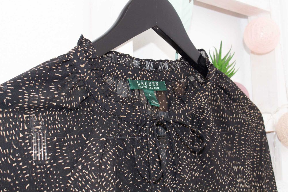 RALPH LAUREN оригинална дамска рокля черно бежова с принт прозрачна S