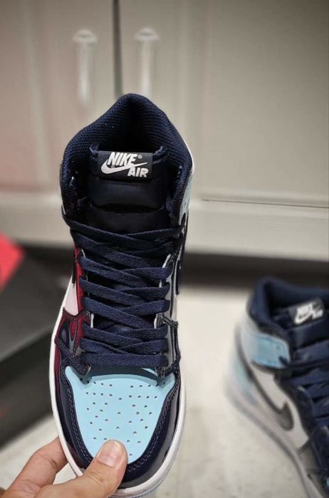 Air Jordan 1 Retro UNC Patent Full Box {Verificare Colet} Blue