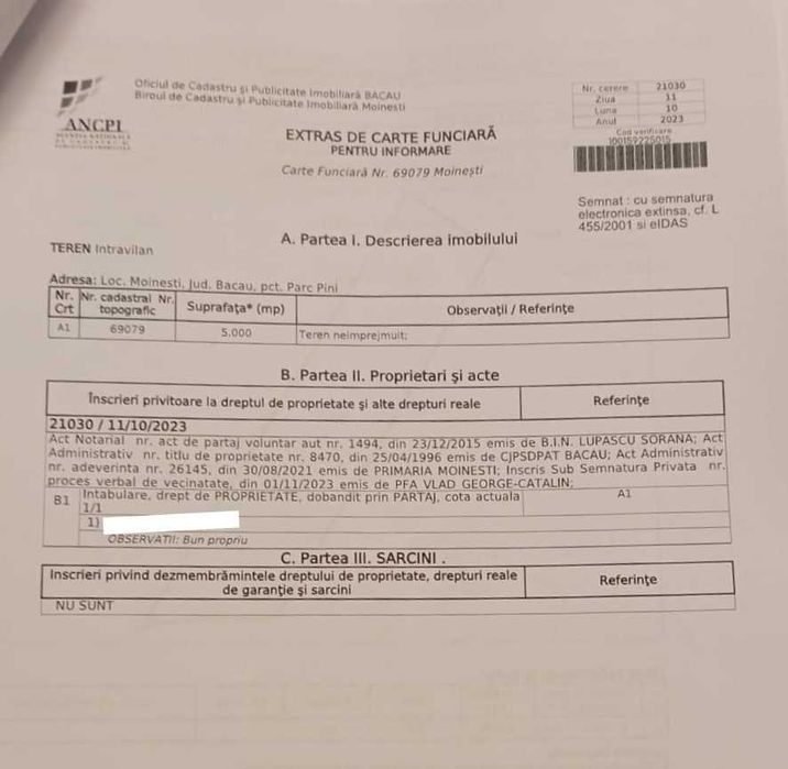 Teren Intravilan 5000mp, Moinesti, Str. M. Sadoveanu