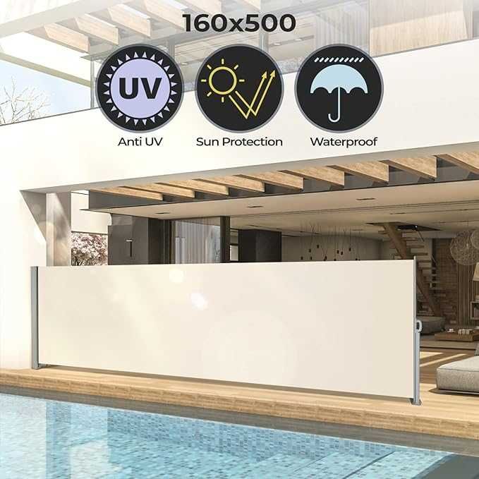 Jago® Прибиращ се параван за открито – 500 x 160 см