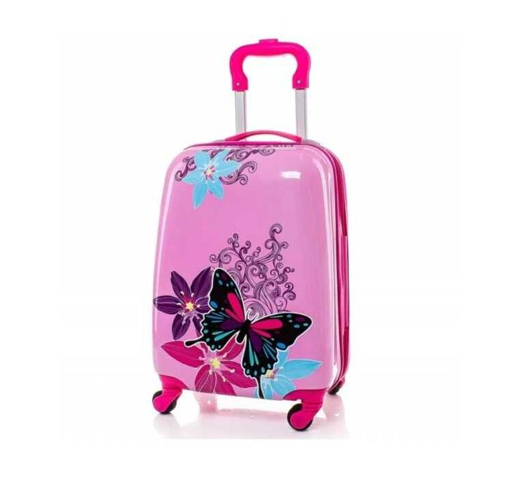 Комплект Mercado Trade, Куфар и раница, За деца, Пеперуди, Розов