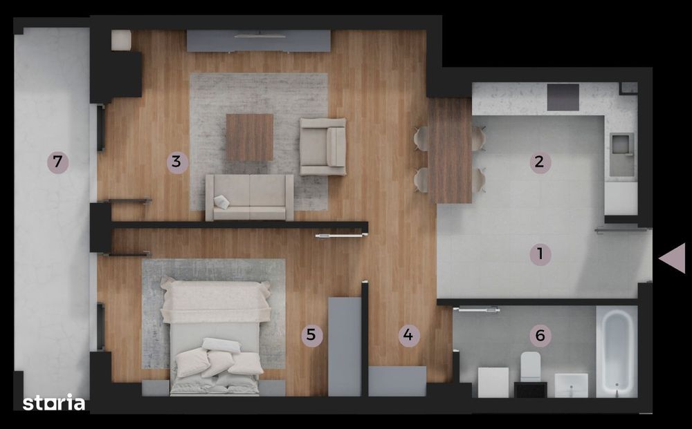 Apartament de vanzare, 2 camere, bloc C1, Zona Tatarasi, la Millennium — fotografia 3