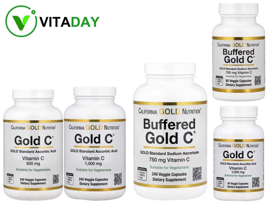 California Gold Gold C Vitamin C 500 mg 1000 mg Витамин C 1000 мг
