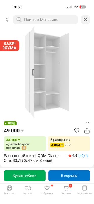 Распашной шкаф белый