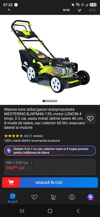 Mașină de tuns gazon autopropulsata