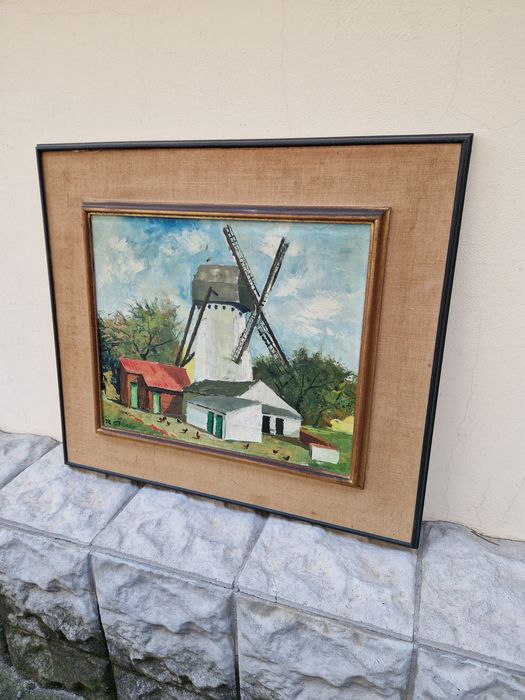 Красива антикварна холандска авторска картина масло върху платно