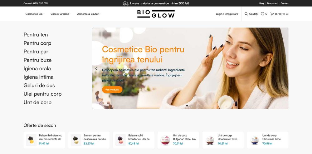 Vand Afacere la Cheie Magazin Online Cosmetice, Produse Bio Fara Stoc