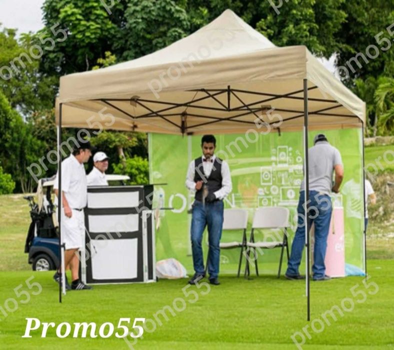 Сгъваем павилион шатра 3х3 - 18кг. с гумирано покривало в кремав цвят