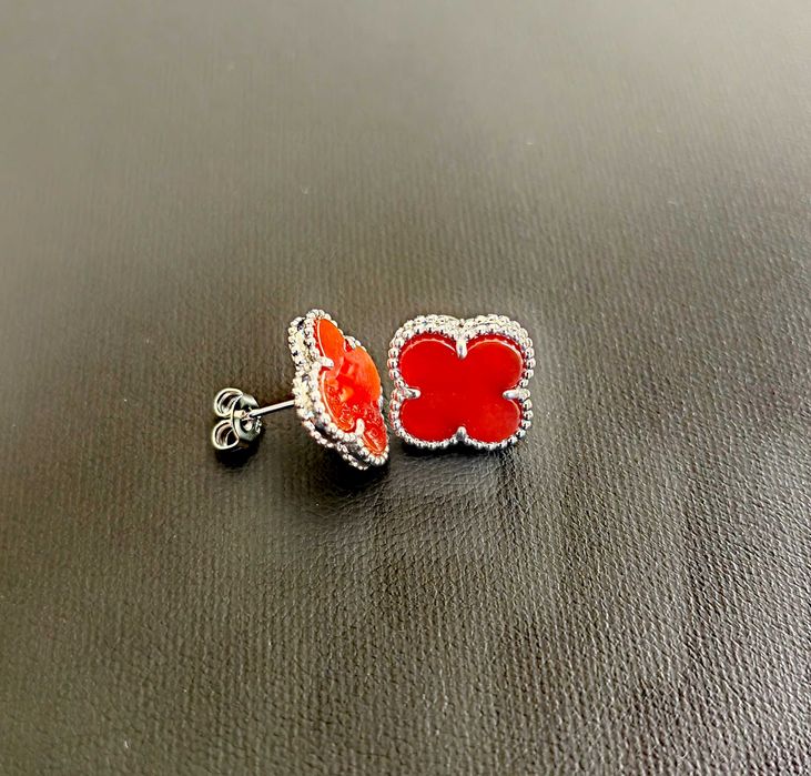 Червени дамски обеци Van Cleef & Arpels VCA Vintage Alhambra earrings