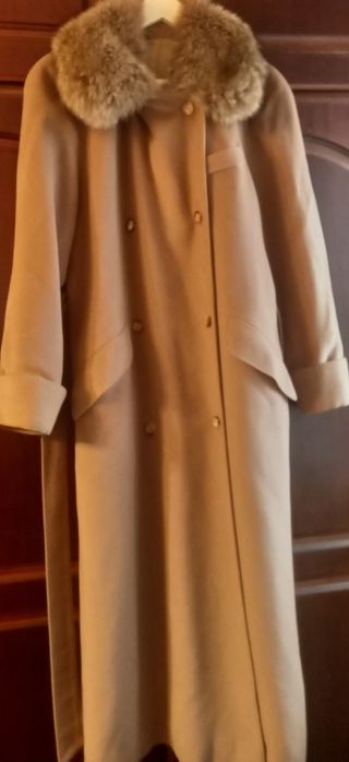 Palton cu guler blana vulpe naturală  detașabil