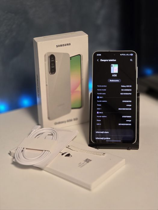 Samsung Galaxy A56 / 256GB / 8GB Ram / Culoare Awesome Olive / 21 cicluri încărcare / Fullbox / Folie display / Husă / Liber de rețea / Preț fix !