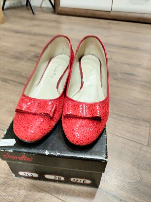 Pantofi rosii dama | piele | toc 3 cm | marime 38