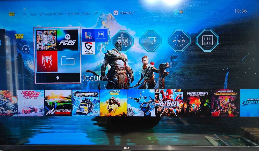 Jocuri PS4+PS4 Modat cu FC 26, GTA V cu Mod Menu, Spiderman, Minecraft