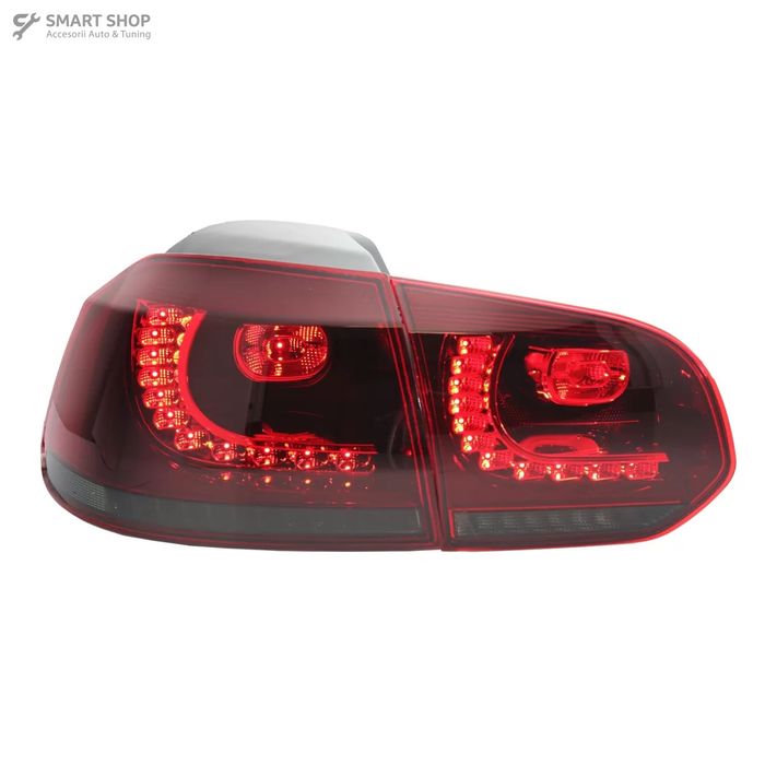 Stopuri Full LED VW Golf 6 VI (2008-2013) R20 Design Rosu Fumuriu cu S