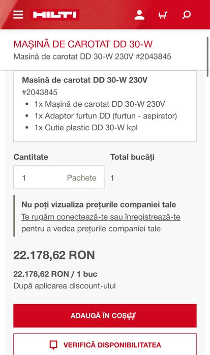 MDM vinde: Masina de carotat Hilti DD 30-W.