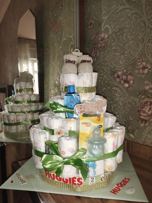 Торт из памперсов подарок beshik to'yga pampersli tort pampers tort
