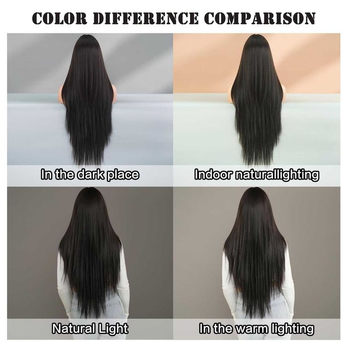 Дълга 80 см тъмно кафява права перука на пластове зигзаг път