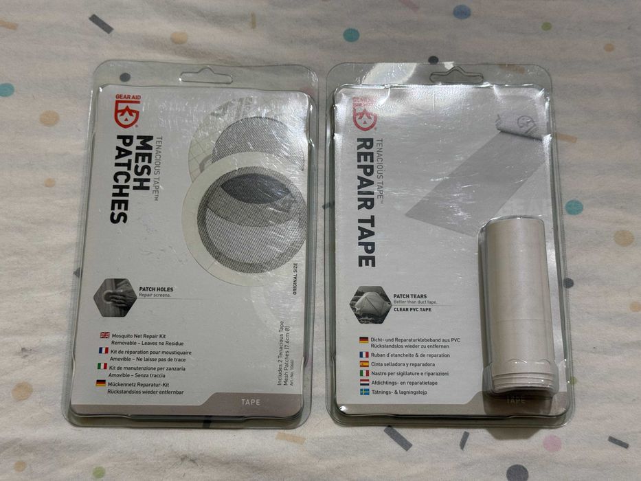 Продавам Gear Aid Tenacious Tape Repair Tape + Mesh Patches – нови, неразопаковани
