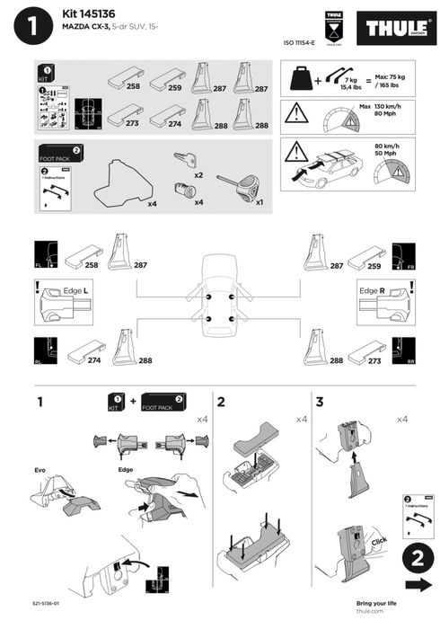 Thule Fit Kit 145136 Mazda CX-3