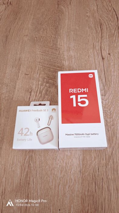 ЧИСТО НОВ НЕРАЗПЕЧАТАН  REDMI 15 + СЛУШАЛКИ HUAWEI FREEBUDS SE 3 - ПРОДАВАТ СЕ КОМПЛЕКТ