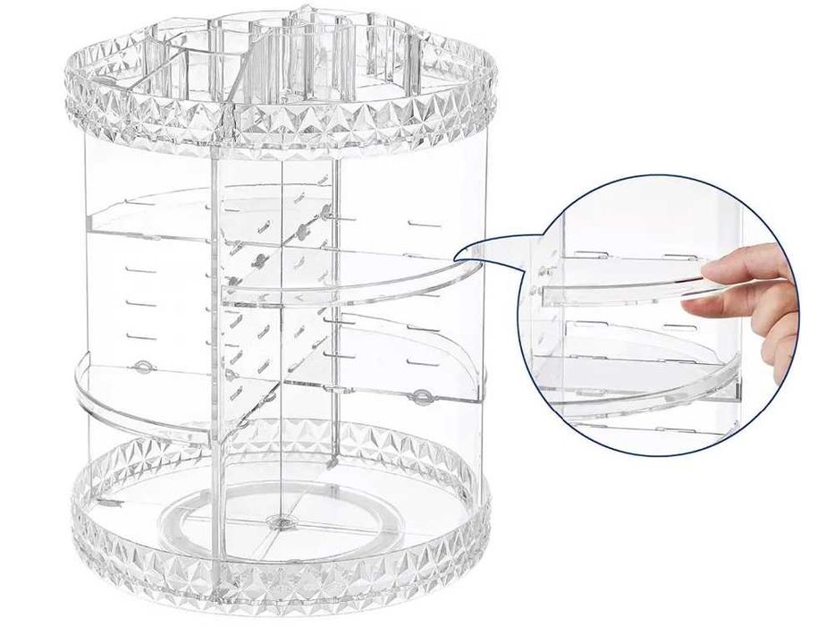 Прозрачен органайзер за козметика, грим, въртящ се на 360 градуса