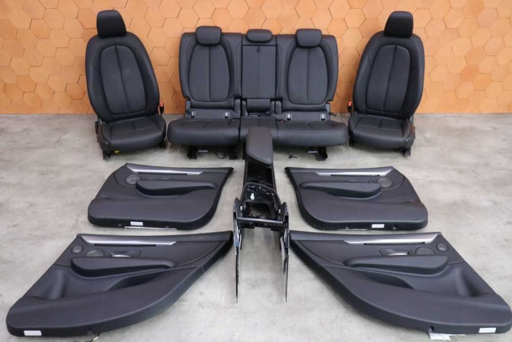 Черен Кожен Салон Dakota BMW 2 F45 F46 Седлаки + Тапицерия + Конзола