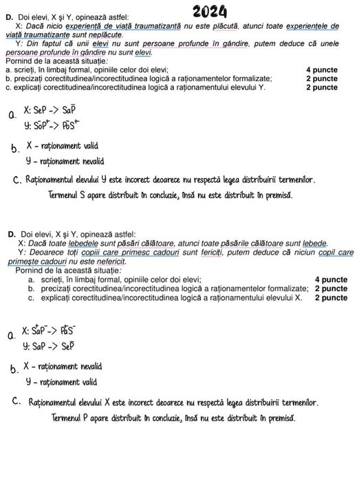Subiecte rezolvate bac logică