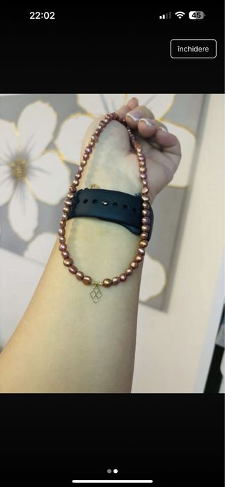 Colier cu perle de cultura naturale si aur 14k