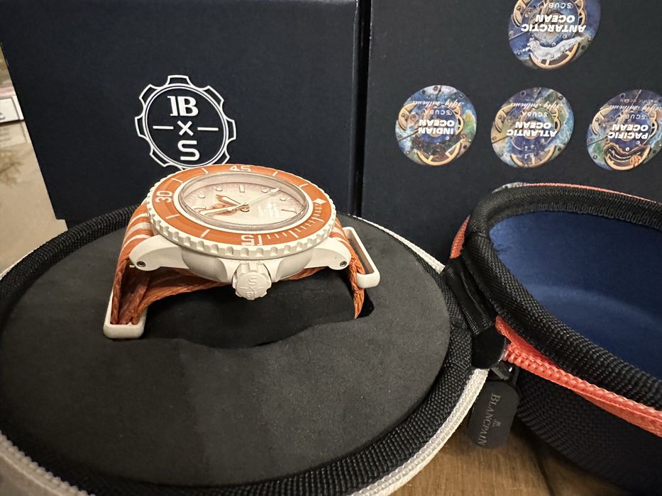 Ceas bioceramic Blancpain x Swatch Fifthy Fathoms Arctic Ocean