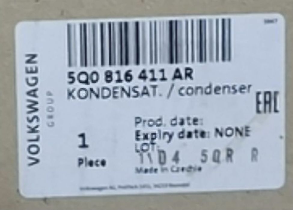 Radiator  clima  VW-AUDI 5Q0816411AR
