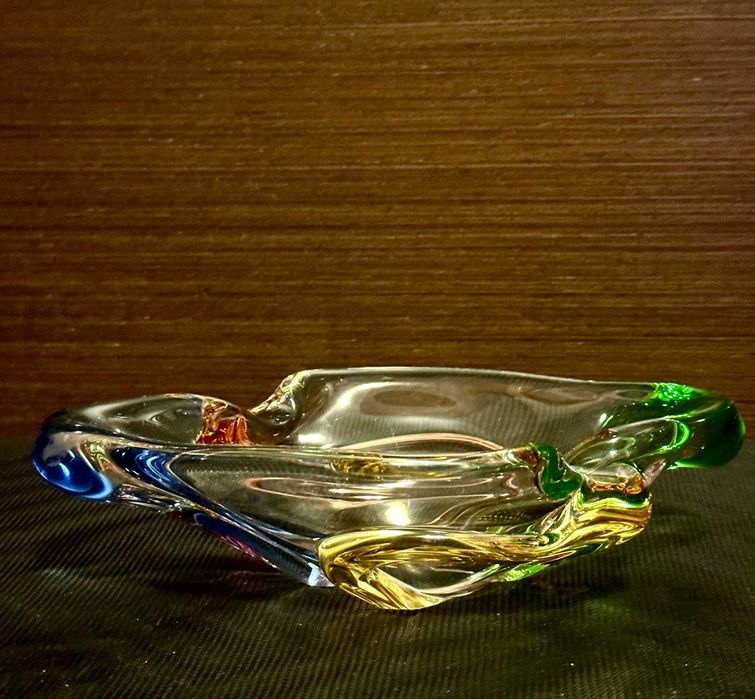 Ваза-конфетница Йозеф Господка (Josef Hospodka) гутное цветное стекло