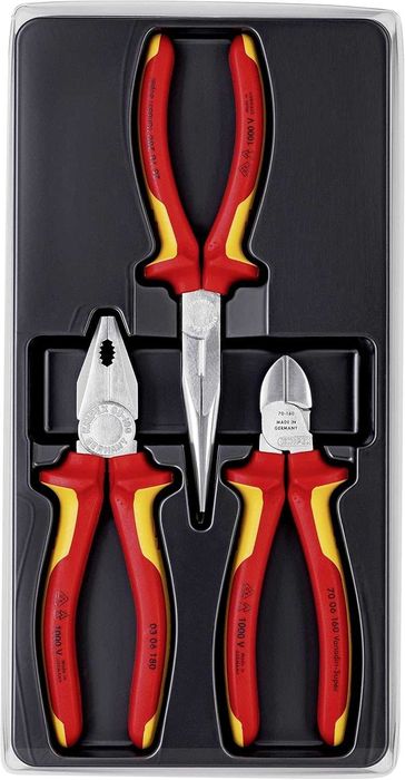Knipex 00 20 12 Clește izolat VDE, set de 3 piese, pentru electroșocuri