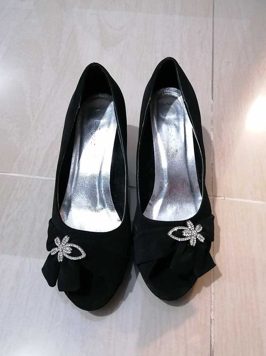 Pantofi negri, catifea, nr 38