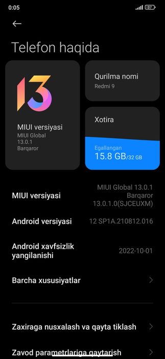 Redmi 9 3/32GB — Karobka-dok bor, birinchi qo‘l!