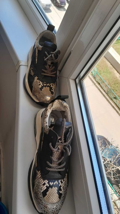 Кроссовки стильные, принт змея