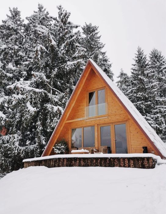 Cabane stil A Frame si case din structura de lemn