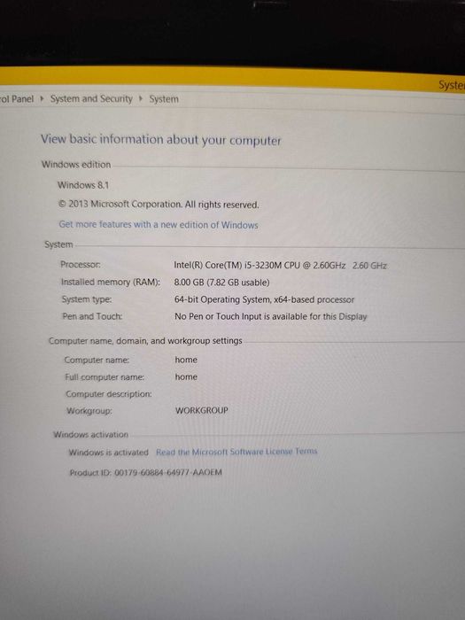 Laptop Acer, i5, 8GB RAM