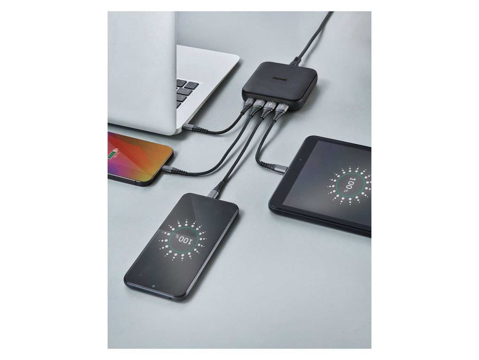 TRONIC Power Port USB PD зарядно с 65W GaN,с кабел,черен цвят