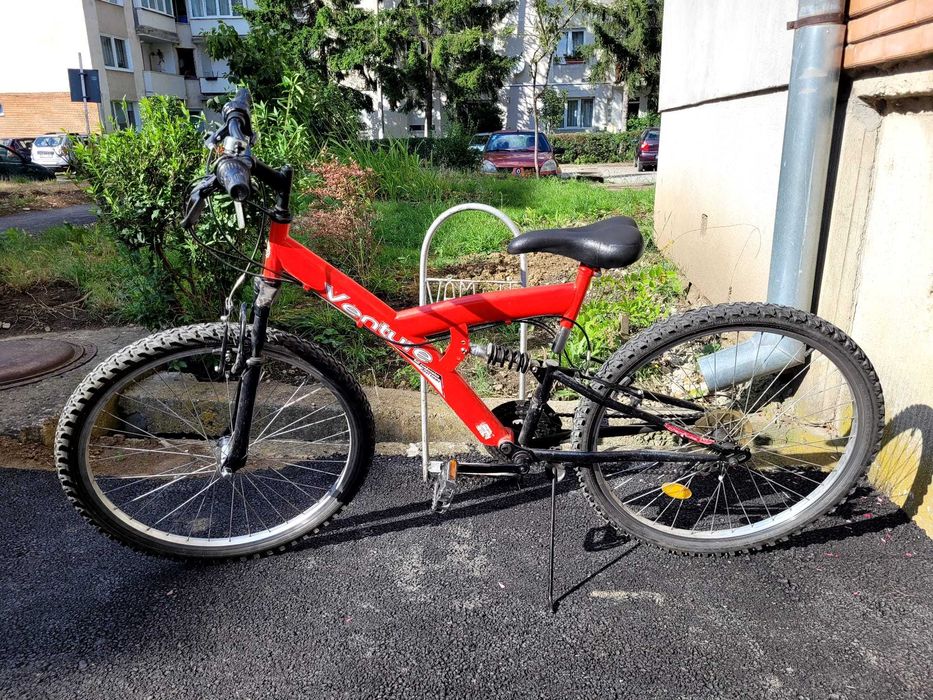 Bicicleta rosu copii/adolescenti, cu 18 viteze, roti 26”, telescop