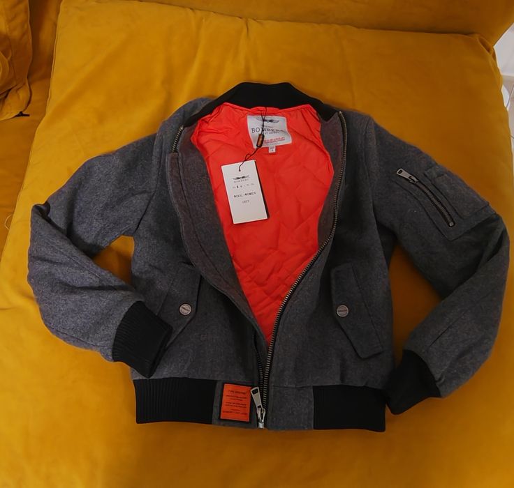 Geaca Original Bomber, lana naturala, gri